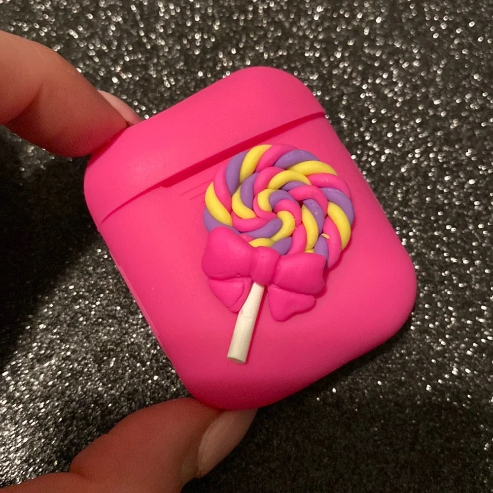 Hot pink AirPod case w charm